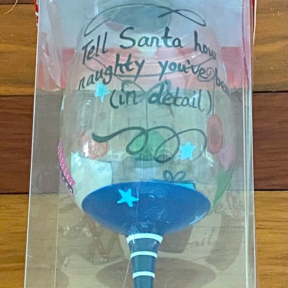 Santa naughty wine glass